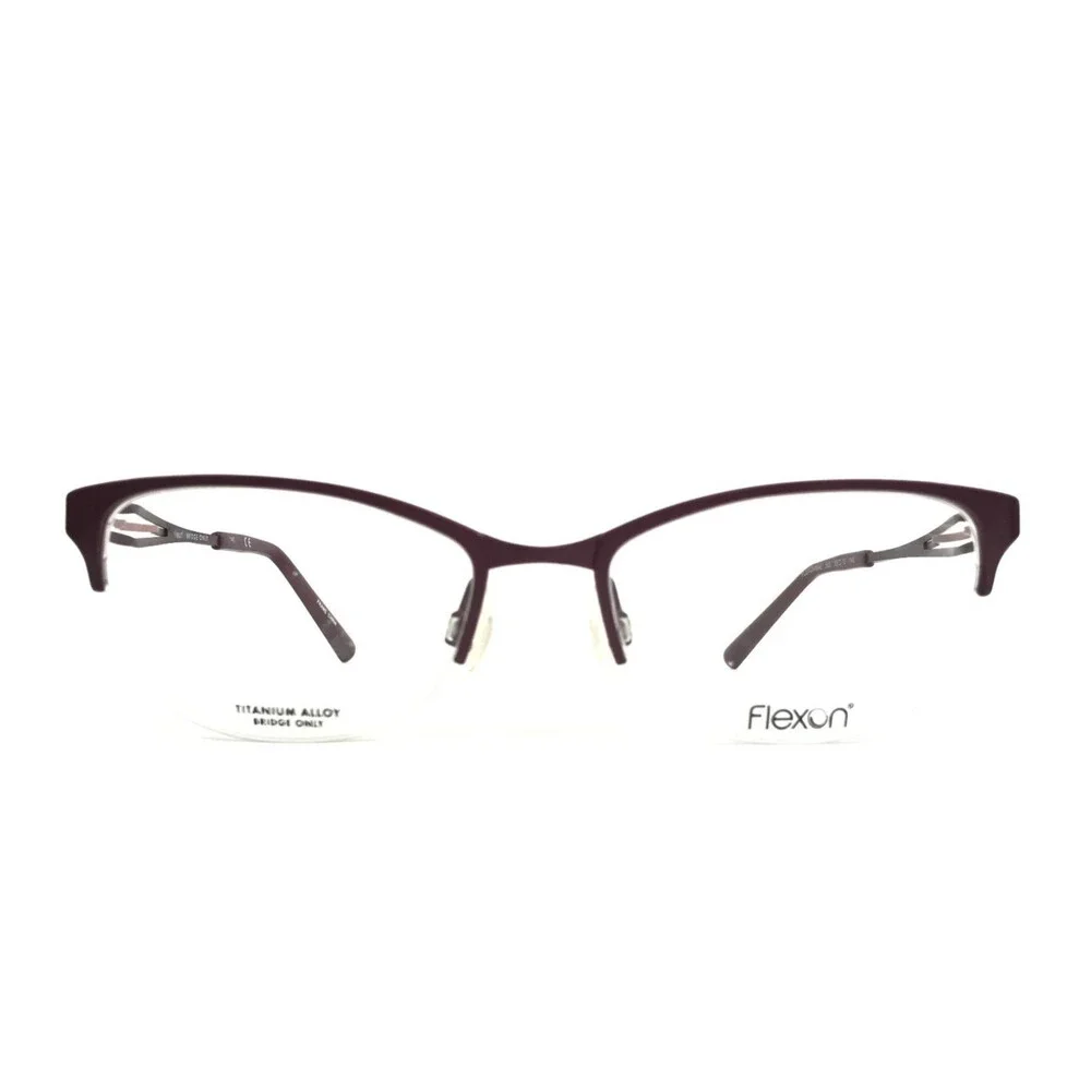 Flexon Eyeglasses Frames MAE 505 Plum Purple Pink Cat Eye Half Rim 53-18-140